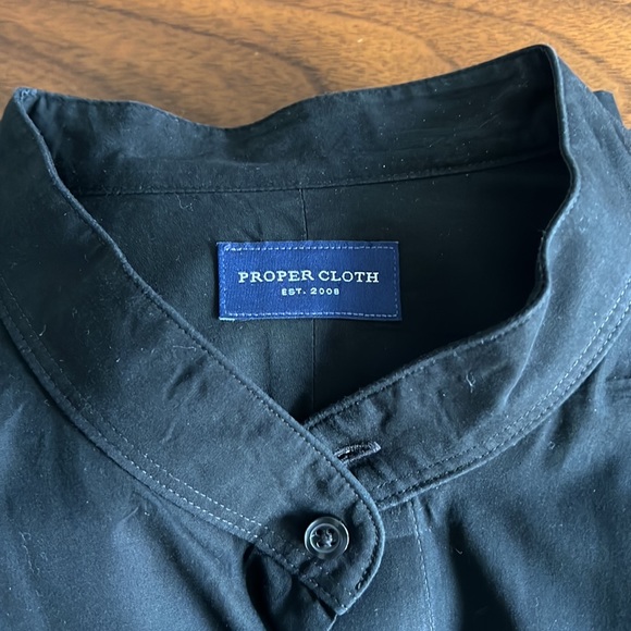 Proper Cloth Mandarin collar Black dress shirt w/French cuffs - Picture 7 of 7